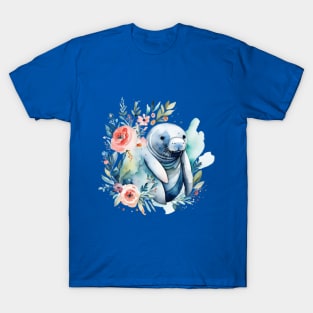 Floral manatee T-Shirt